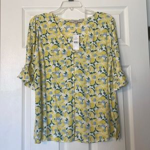 LOFT - flowered short sleeve blouse - size M